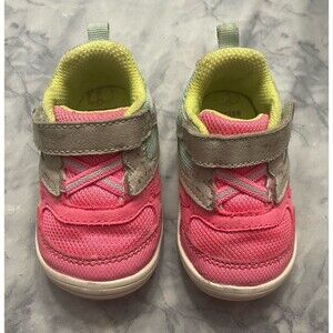 Stride Rite Pink & Grey Gray Baby Girl Shoes, Size 3